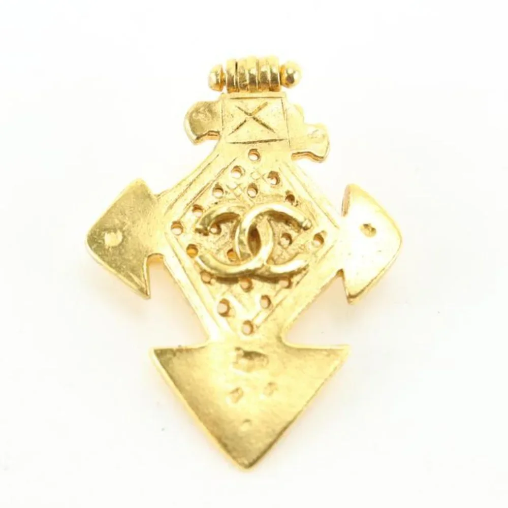 Chanel 94p 24k Gold Plated  CC Cross Brooch Pin 39cc722s